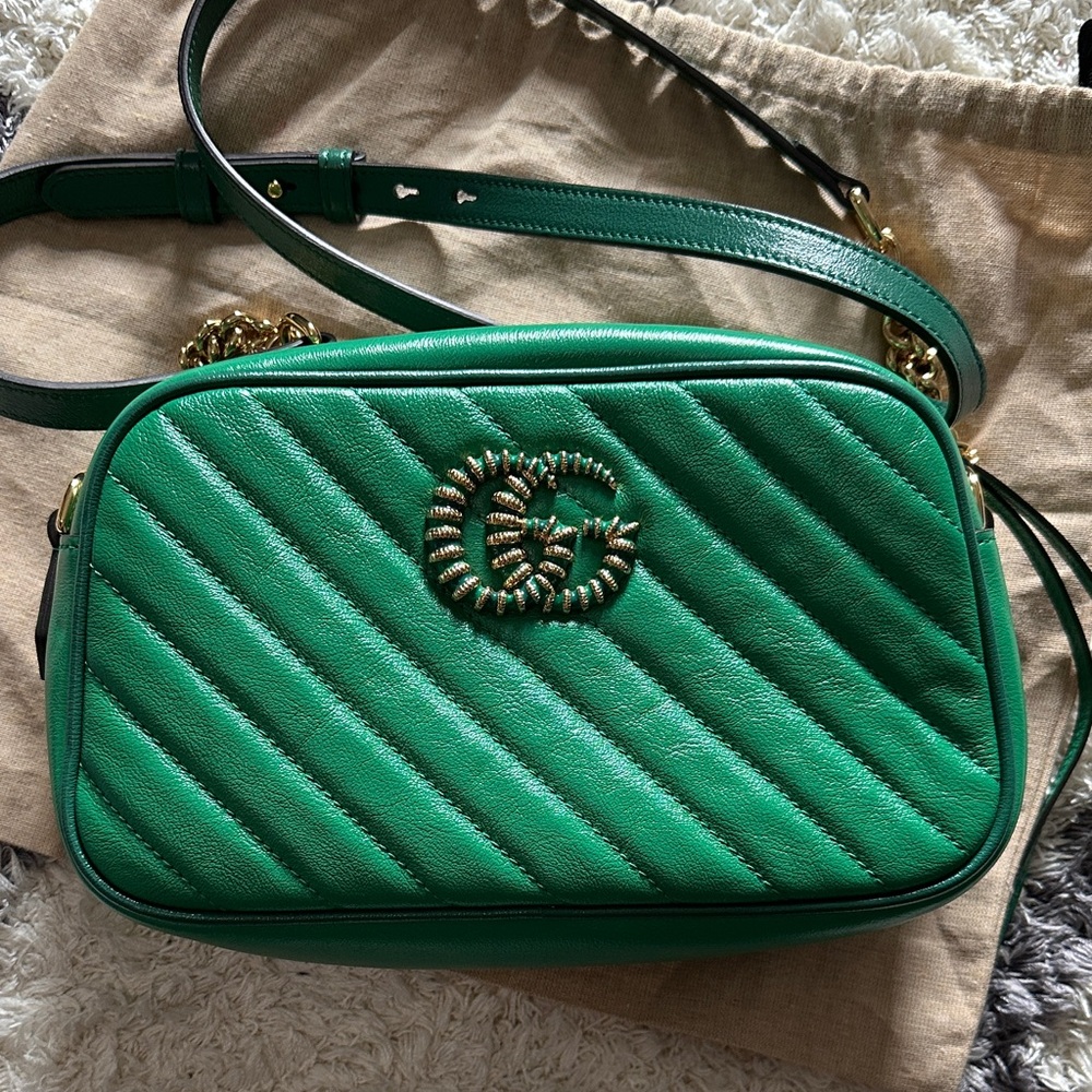 Green Quilted Leather Crossbody Bag